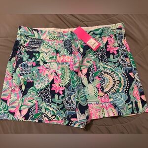 Lilly Pulitzer Navy Mali’s Stretch Shorts with Pink & Mint Accents.